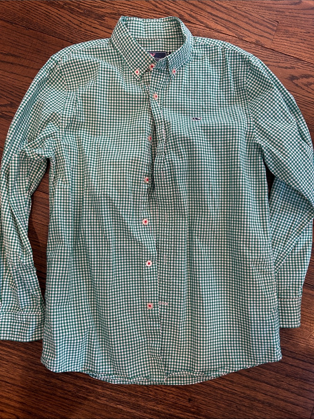 Boys Green Gingham Button-Down Shirt